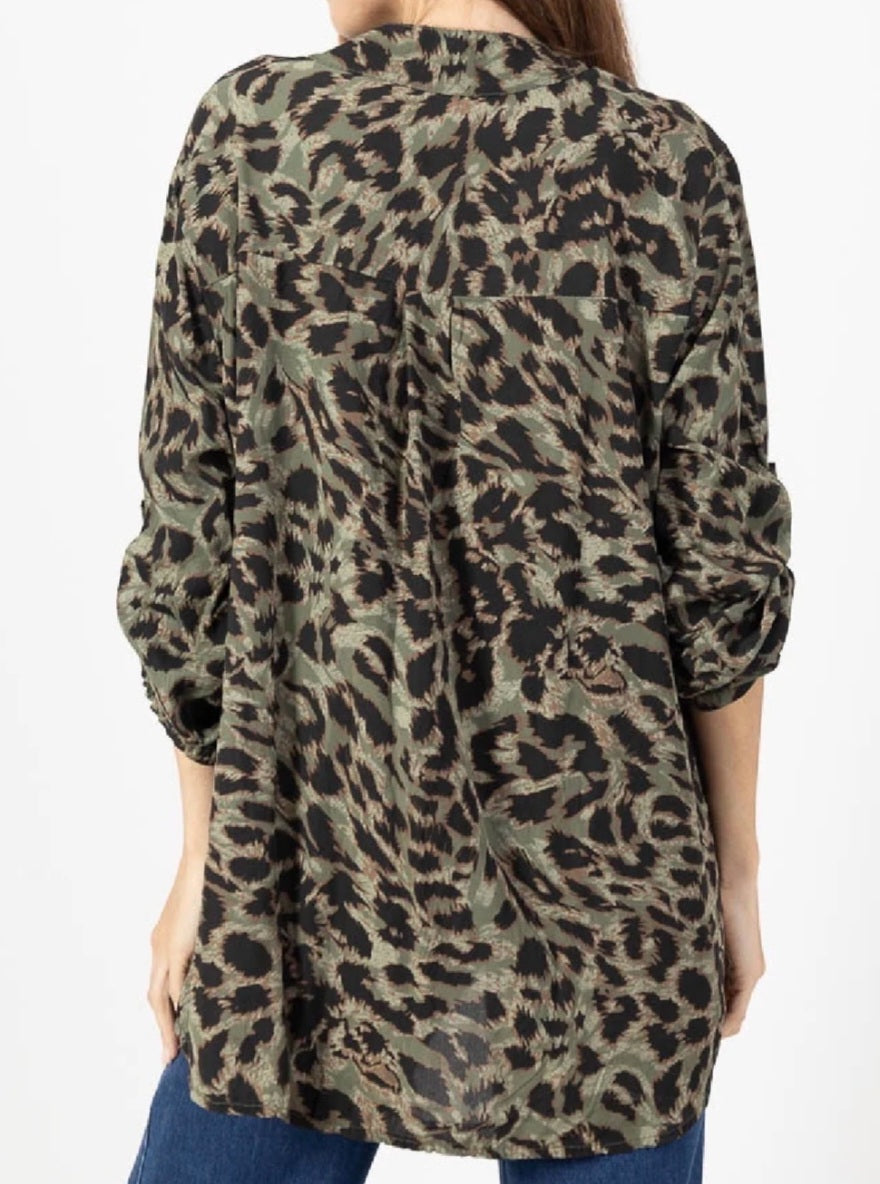 Skjort tunika leopard Grön