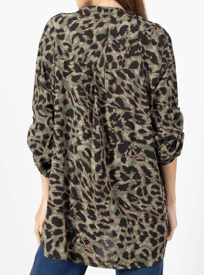Skjort tunika leopard Grön