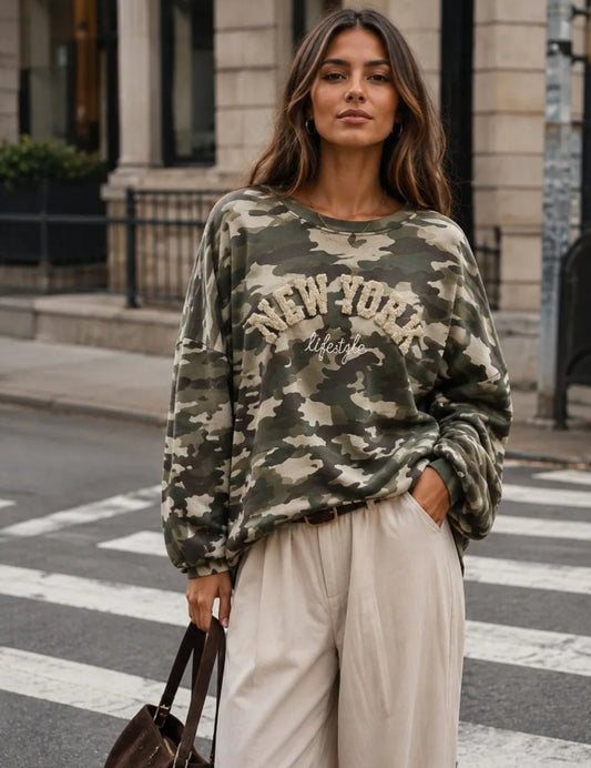 Camoglage tröja med NEW YORK-tryck