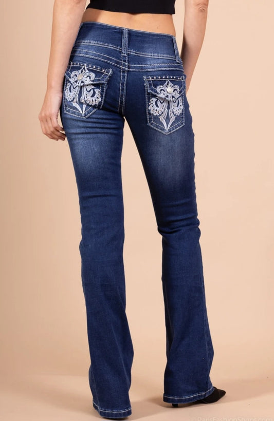 Vida jeans med stretch, Mörk