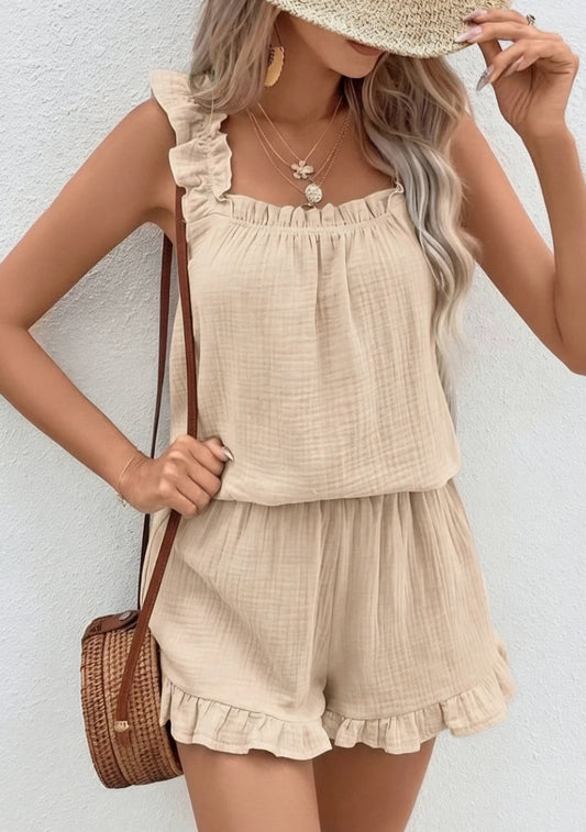 Set, Topp+Shorts Beige