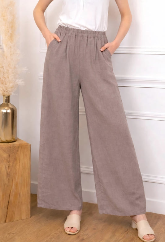 Linne byxor Taupe