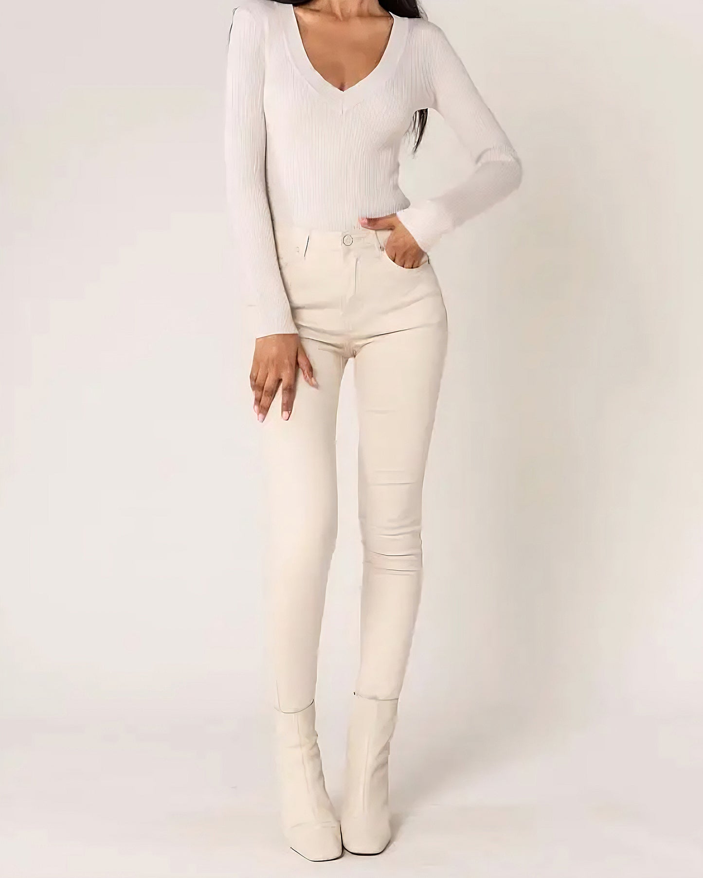 Stretchiga jeans skinny Cream