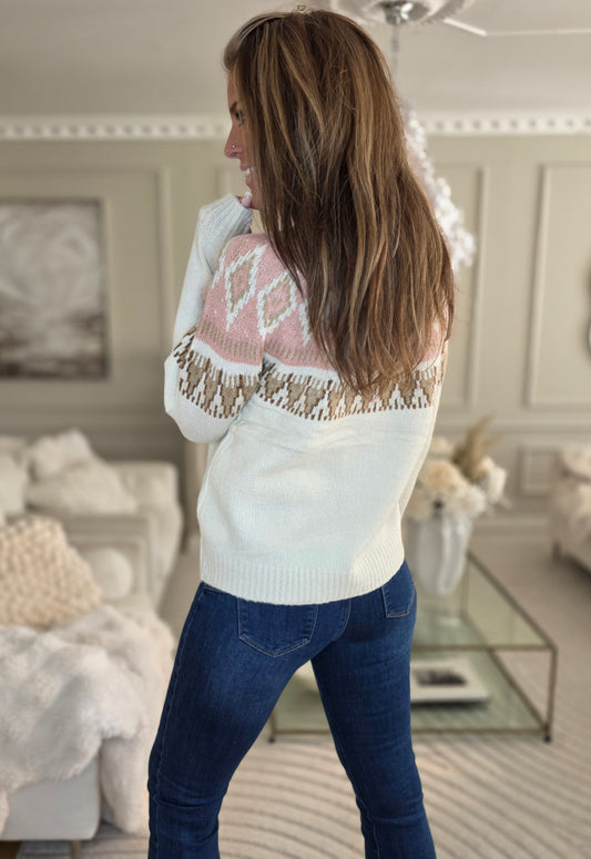 Tröja med diamantmönster Rosa