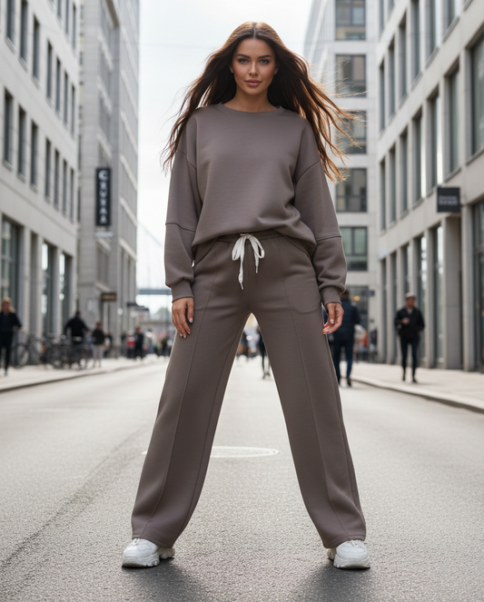 Set, tröja med vida byxor Taupe