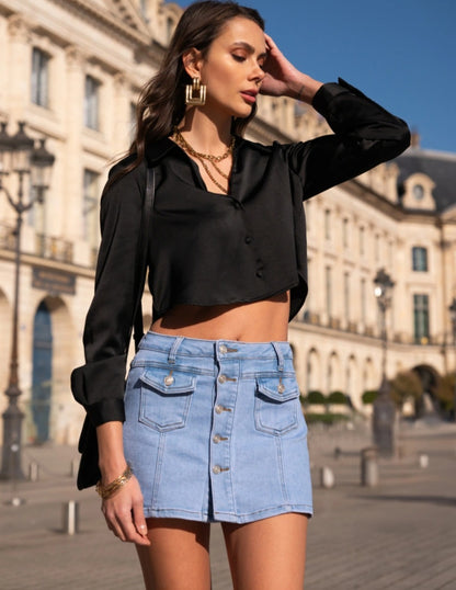 Stretchig denim shorts