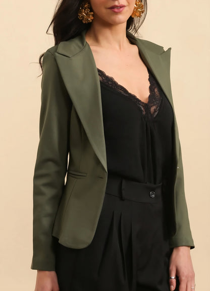 Stretchig figurnära Blazer Grön