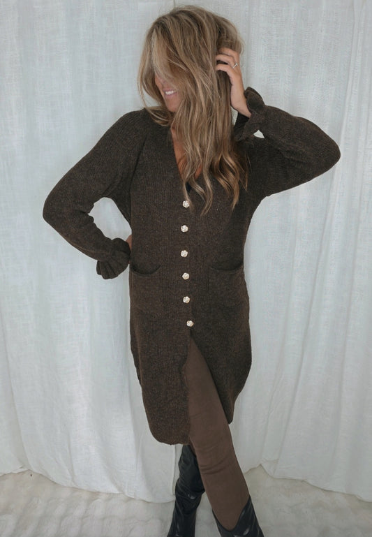 Cardigan klänning Brun