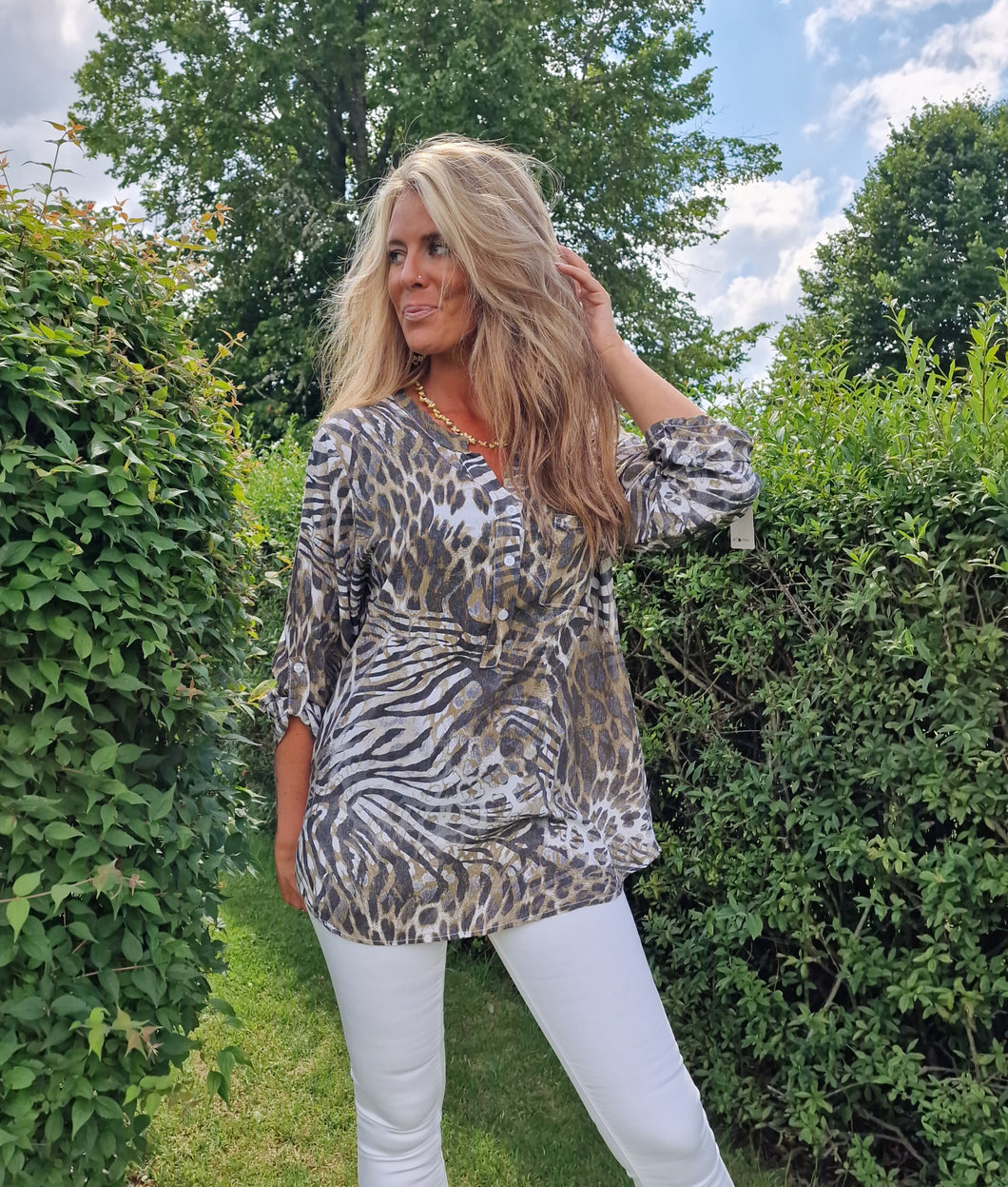Leopard skjorta Brun