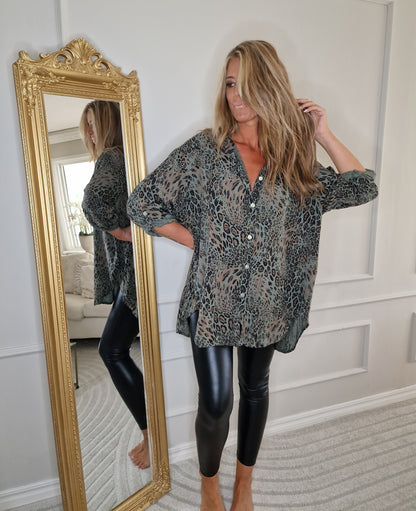 Leggings i konstläder Svart