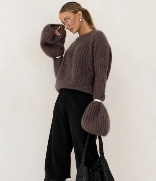 SUPERMJUK STICKAD TRÖJA Brun