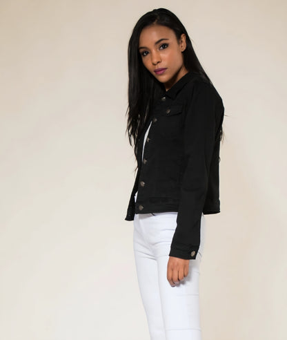 Klassisk stretch jeansjacka Svart