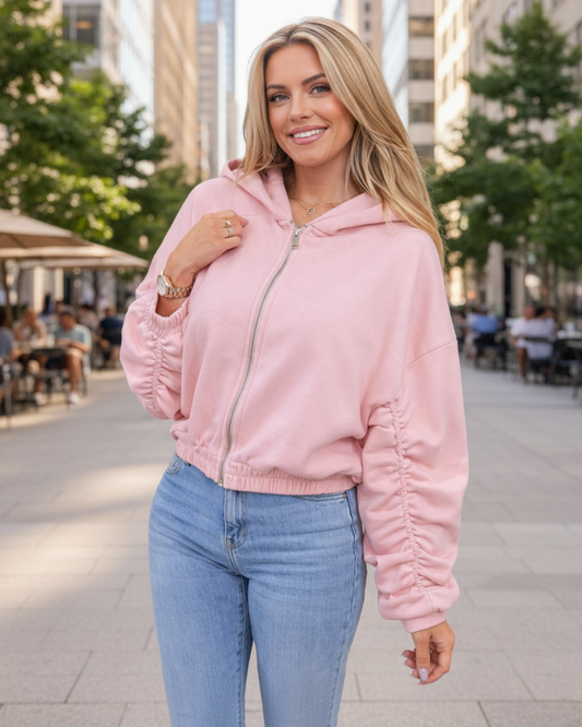 Tröja rynkade armar Rosa