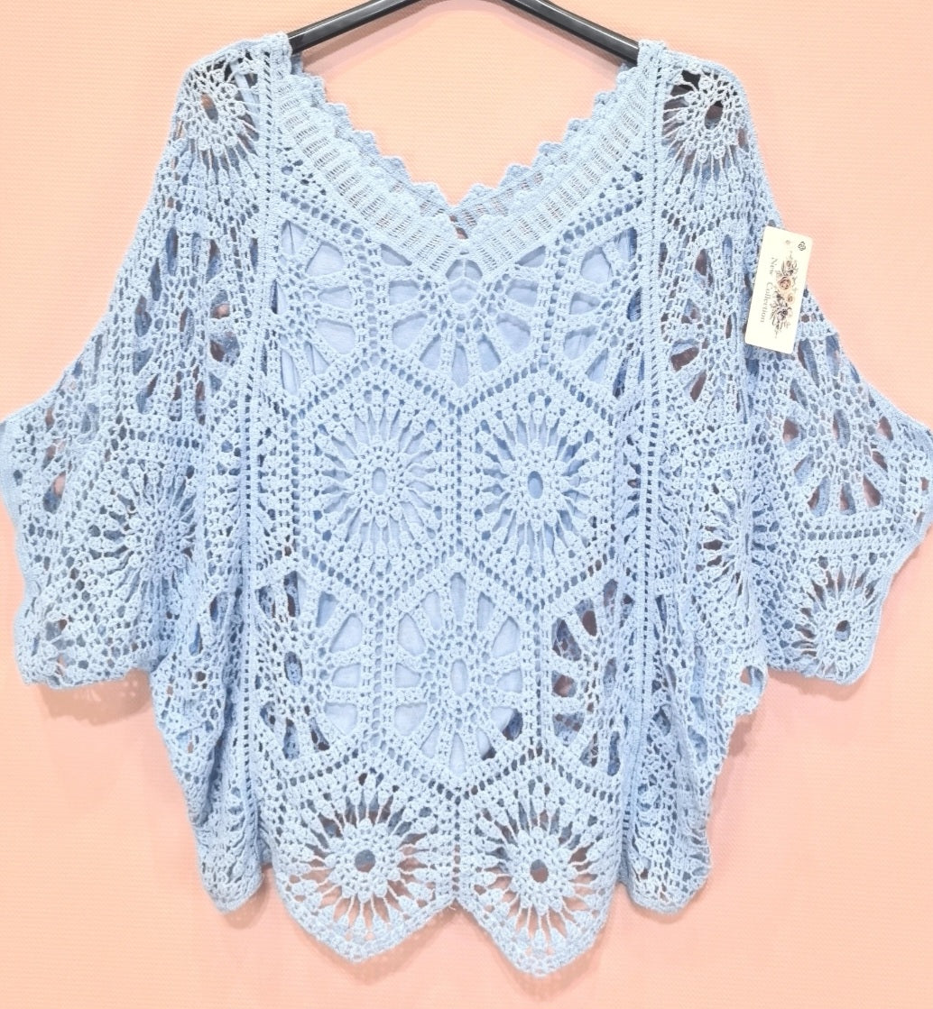 2-delad virkad topp Grön