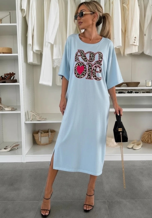 Amore t-shirtklänning blå