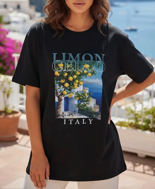 Bomulls-t-shirt Lemon Svart