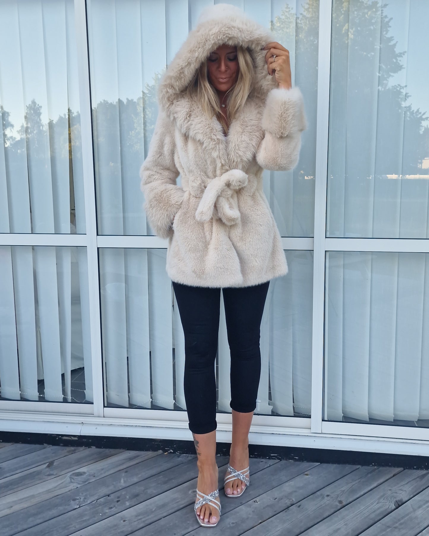 Fuskpäls jacka Zina Beige