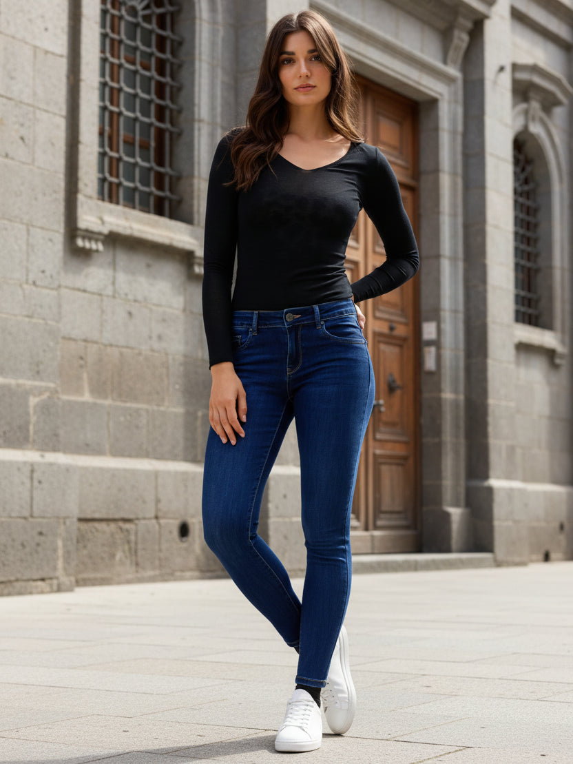 Toxik skinny push-up stretchjeans Mörk