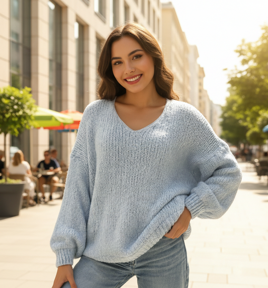 Ultramjuk tröja Ljusblå