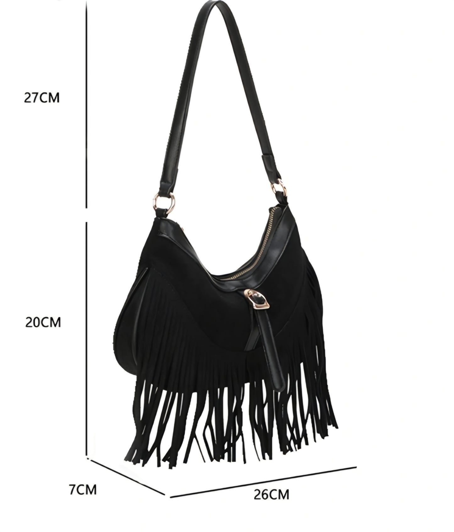 Gallantry-handväska i mocka med fransar Svart