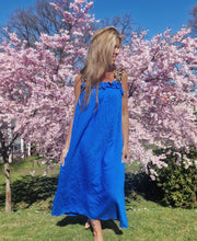 Load image into Gallery viewer, Klänning med leopardband Royalblue
