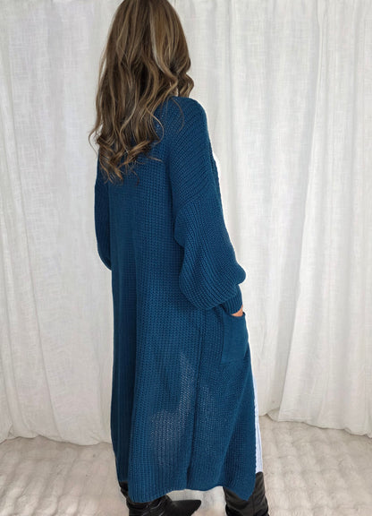 Cardigan lång Penny Petrolblå