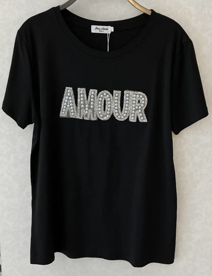 T-SHIRT AMOUR Svart