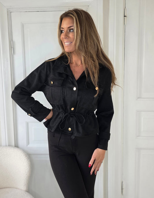 Kort jacka i mockaimitation Svart