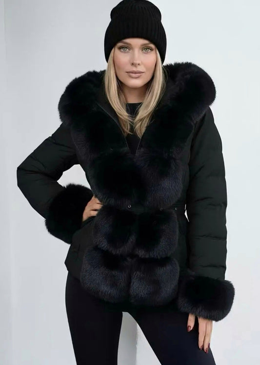 Dunjacka Ally med fuskpäls Svart