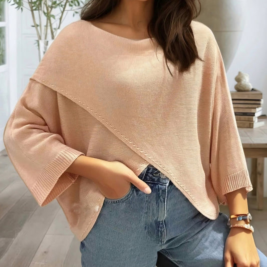 Tröja med korsmönster framtill Aprikos