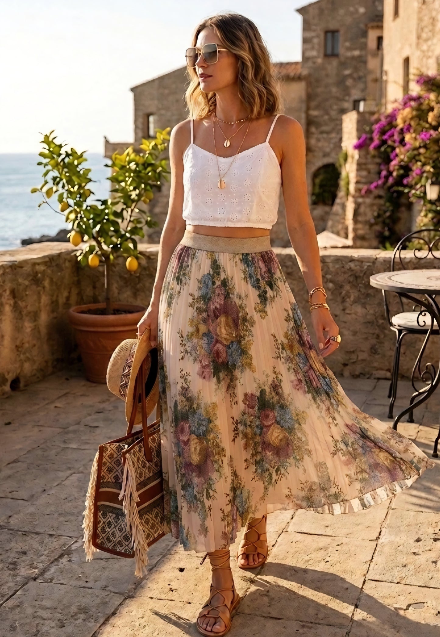 Romantisk plisserad maxikjol