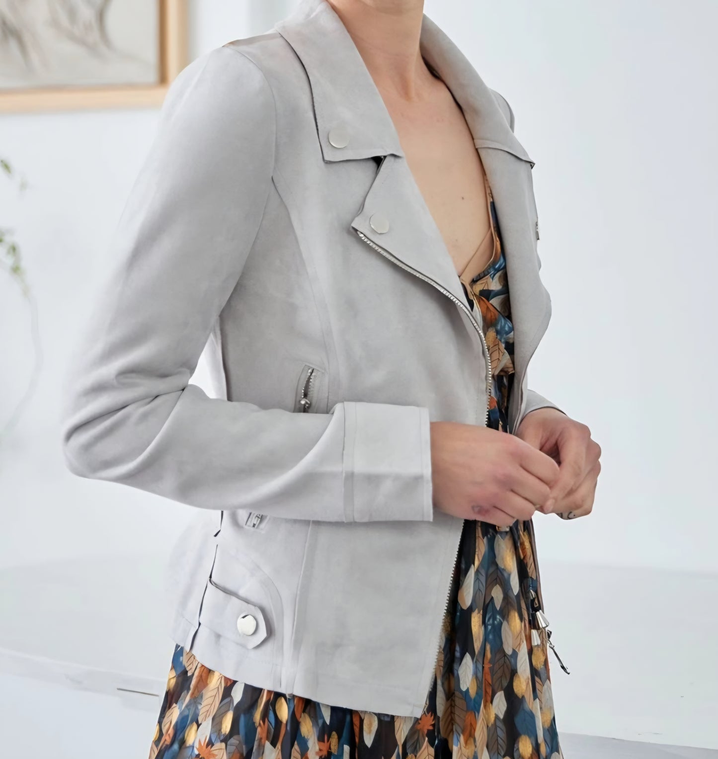 Perfecto mocka JACKET Ljusgrå