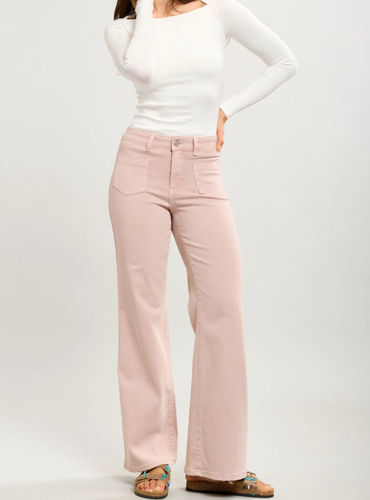 Toxik stretchiga utsvängda jeans Rosa