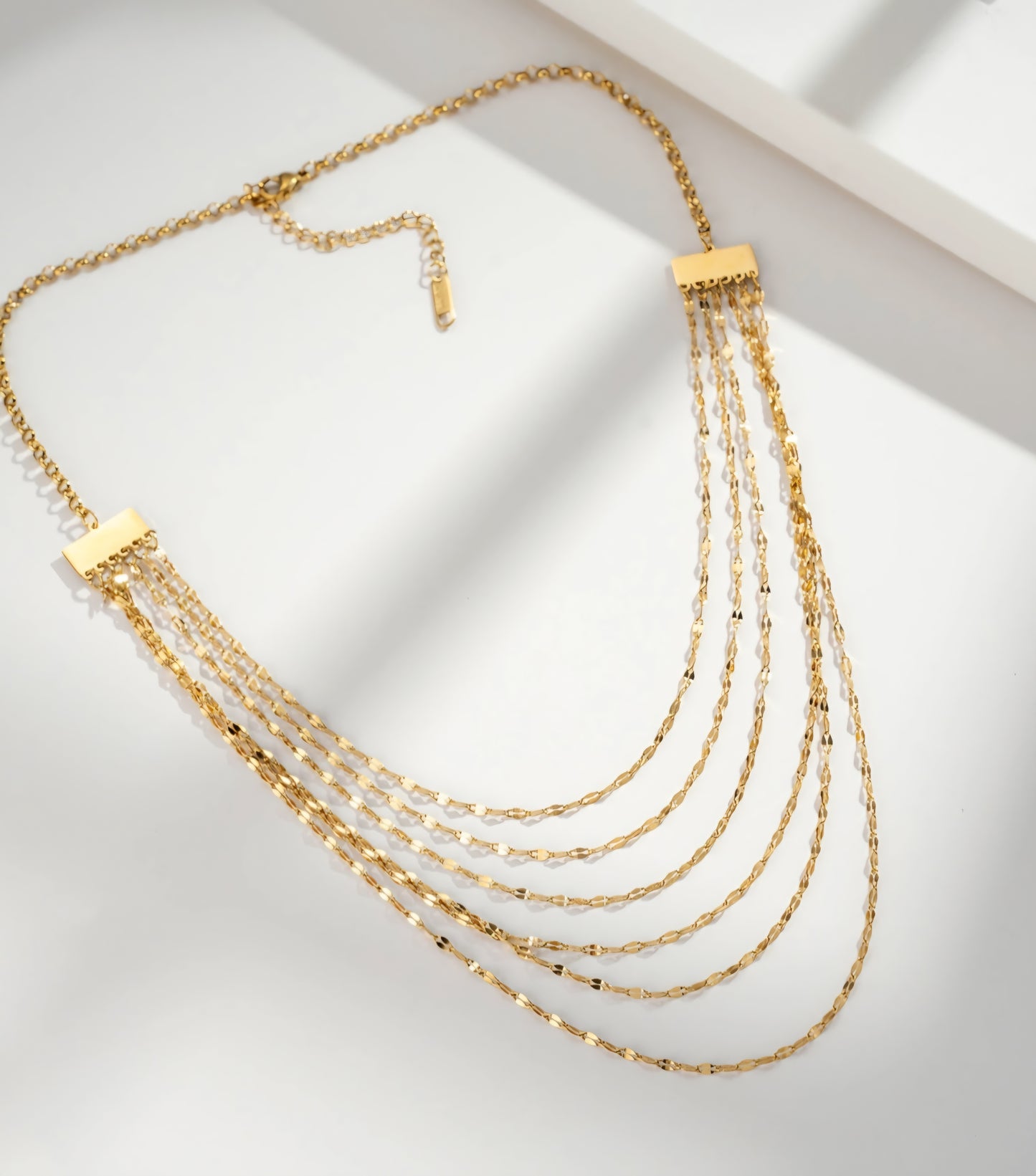 Guldfärgat halsband med flera kedjor, Rostfritt stål