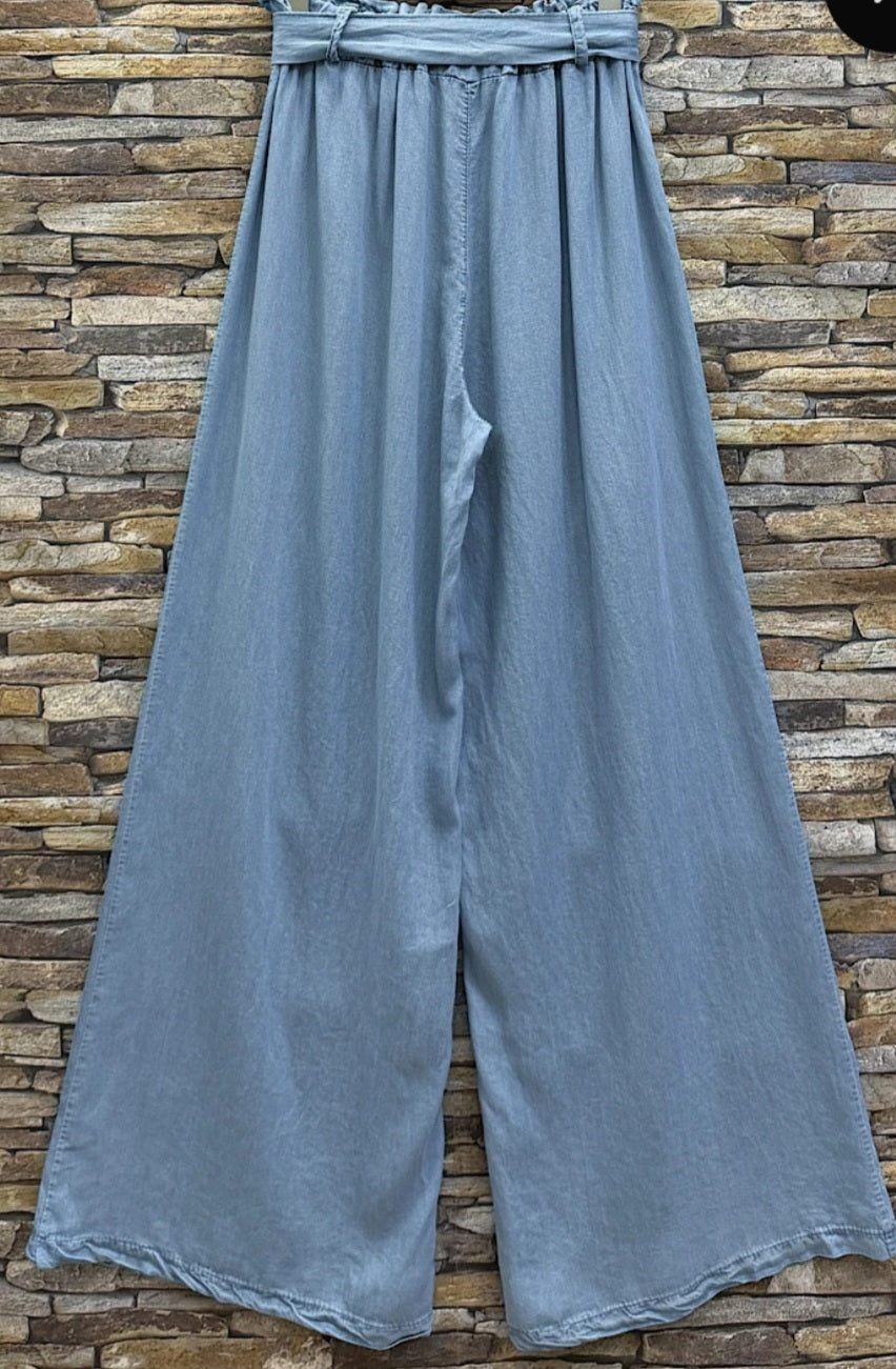 Lyocell byxor Palazzo Ljusblå