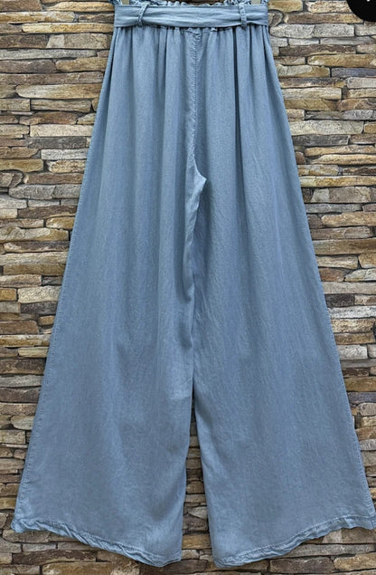 Lyocell byxor Palazzo Ljusblå