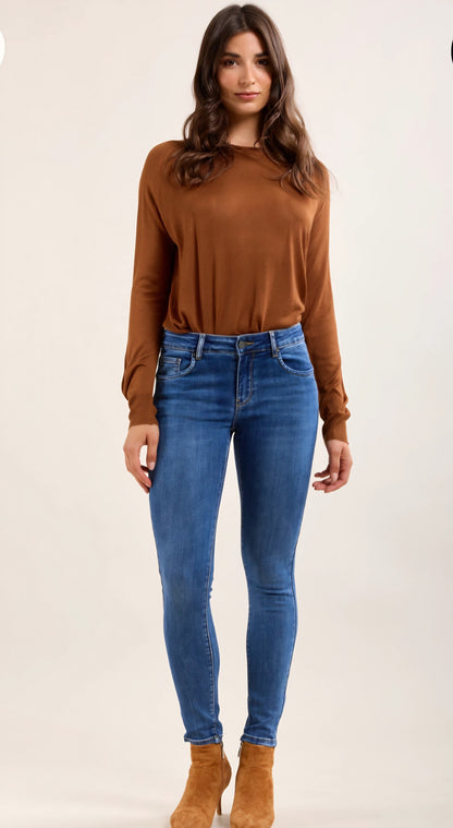 Toxik skinny push-up stretchjeans Mellanblå