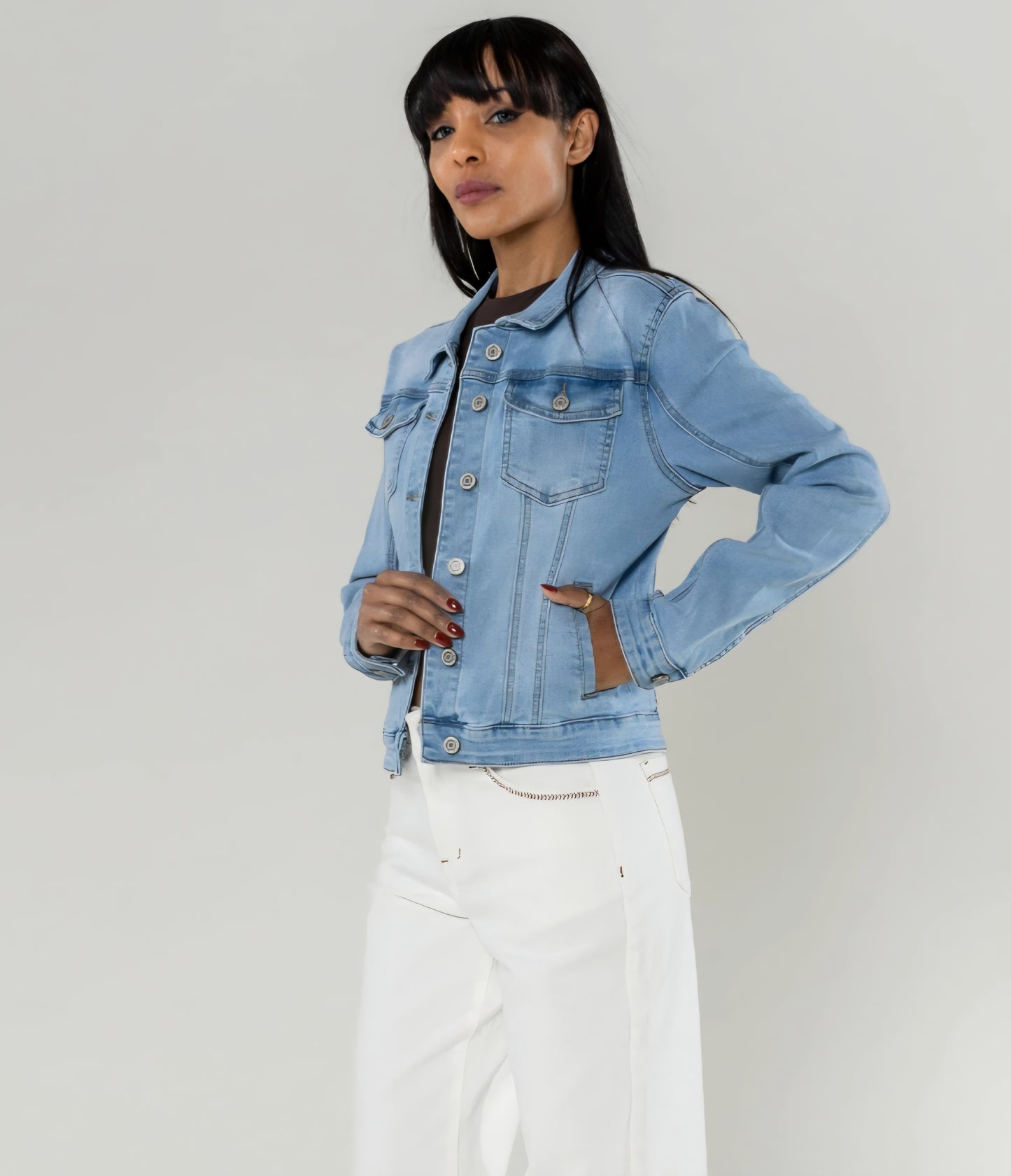 Rak Stretchig Jeansjacka Ljus