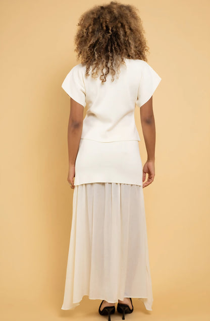 Kortärmad kofta Rebecca Offwhite