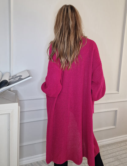 Cardigan  Lång Penny Cerise