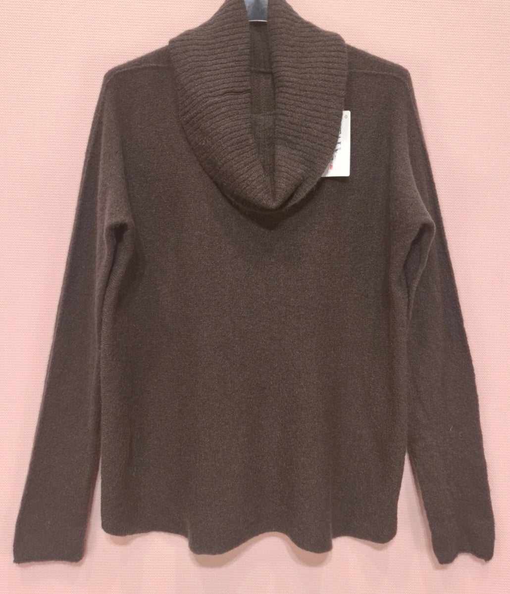 Stickad tröja med sjalkrage Brun