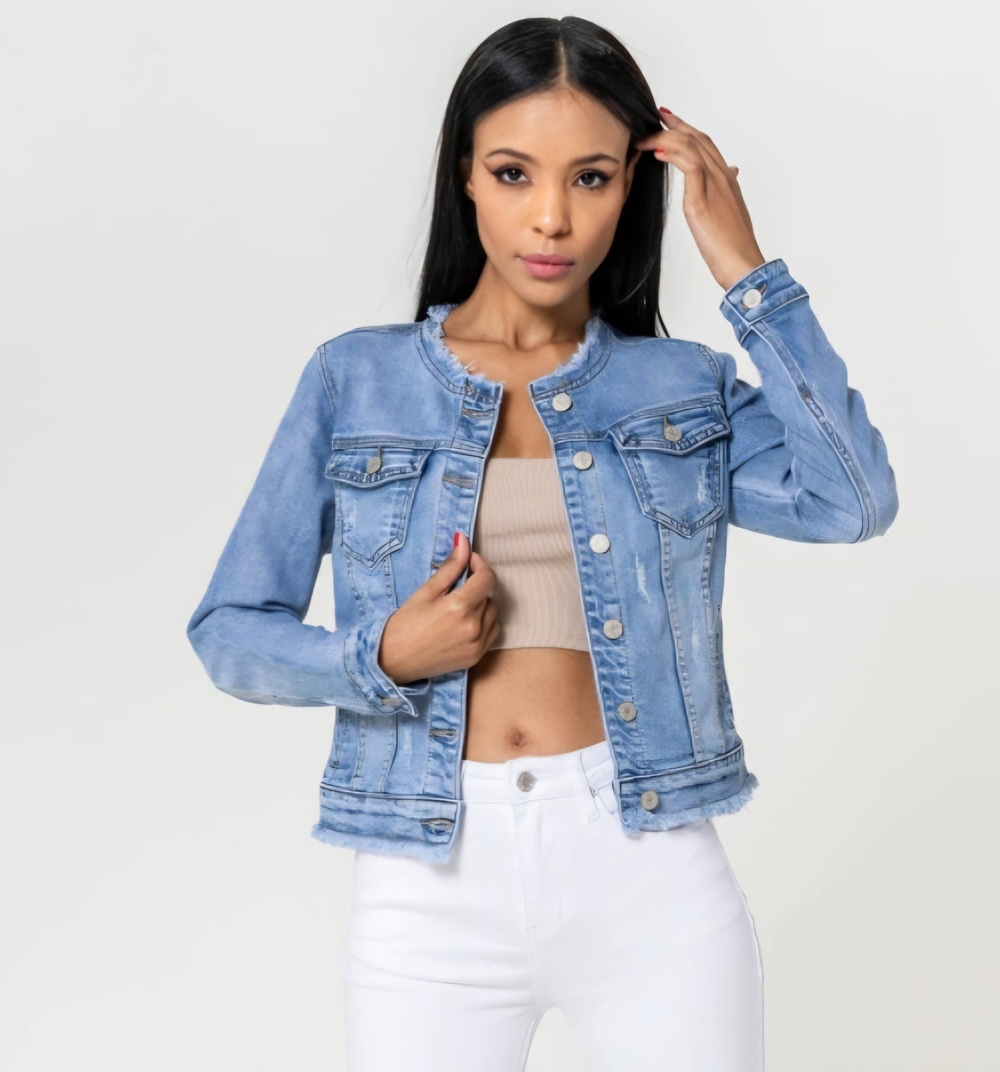 Stretchig Jeansjacka Ljus