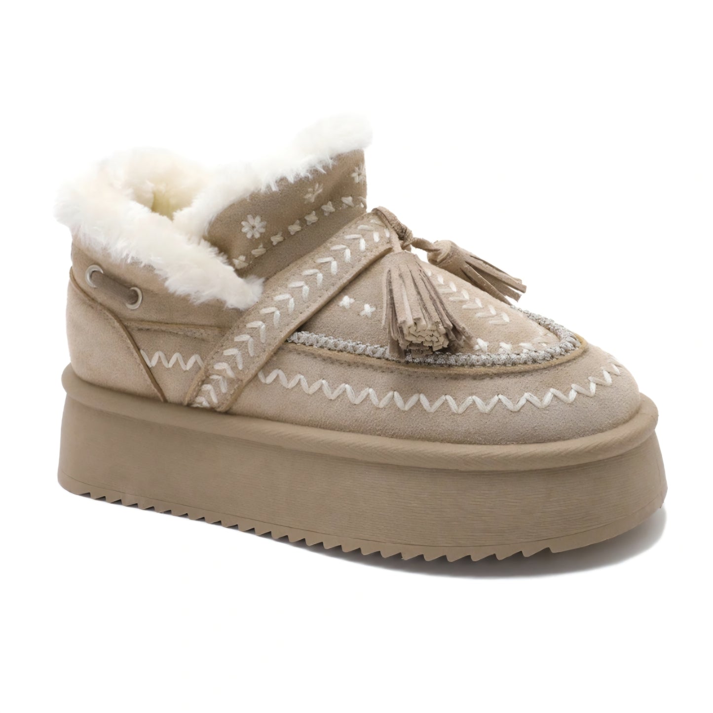 Mysiga vinterstövlar med snören Taupe