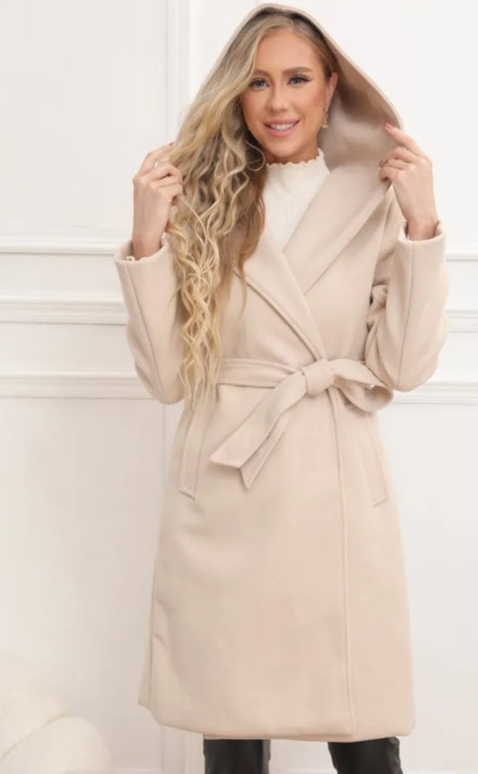 Trenchcoat med huva Beige