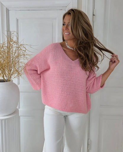 Mysig tröja Malina Bubbelgumsrosa