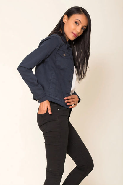 Klassisk stretch jeansjacka Marinblå