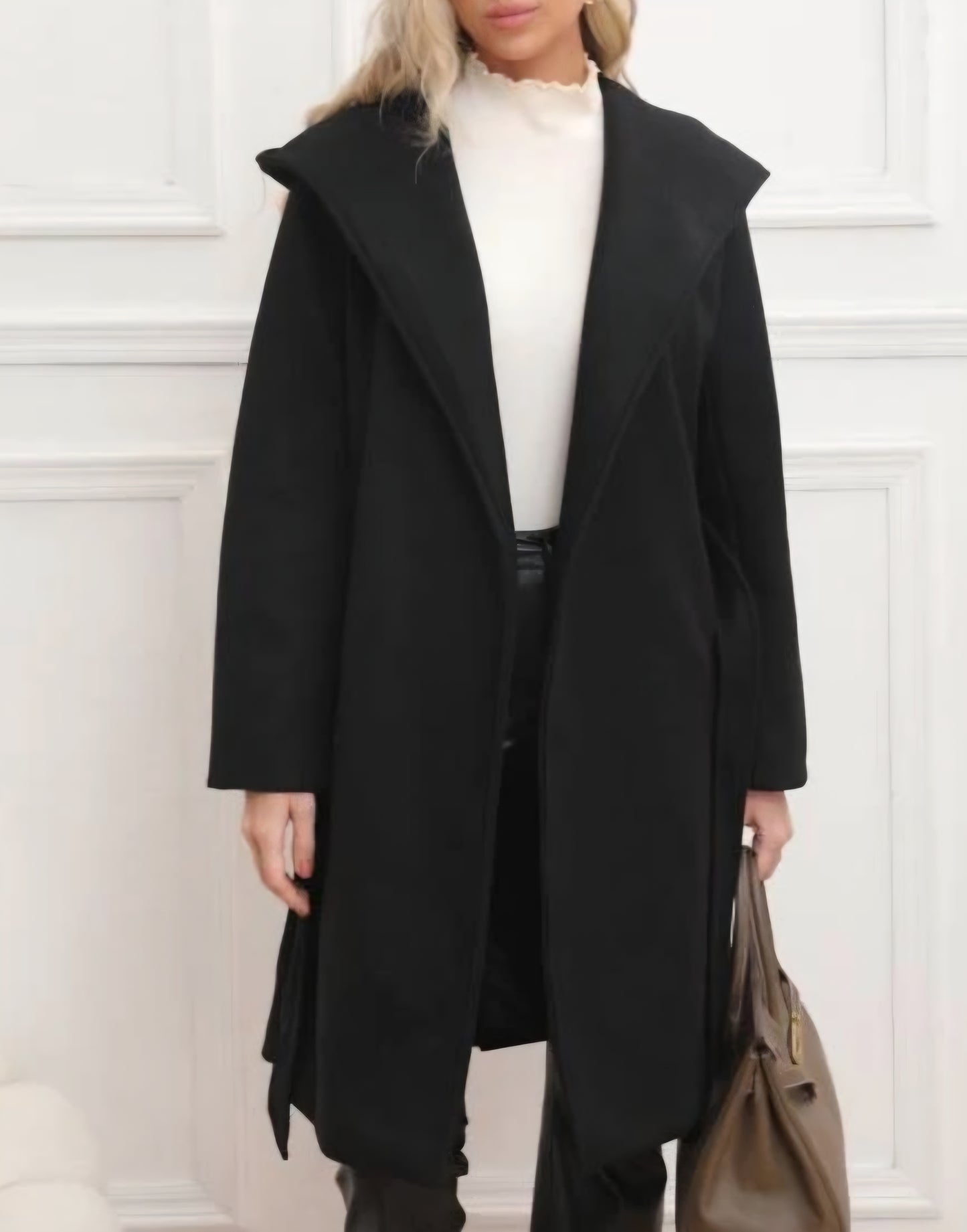 Trenchcoat med huva Svart