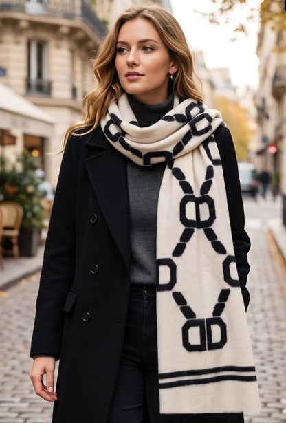 Halsduk snyggt mönster Beige