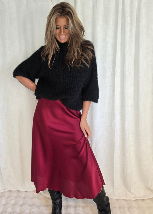 Fluffig stickad tröja Svart