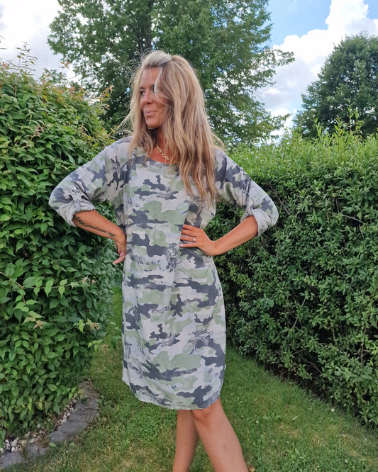Camouflage klänning Viskos